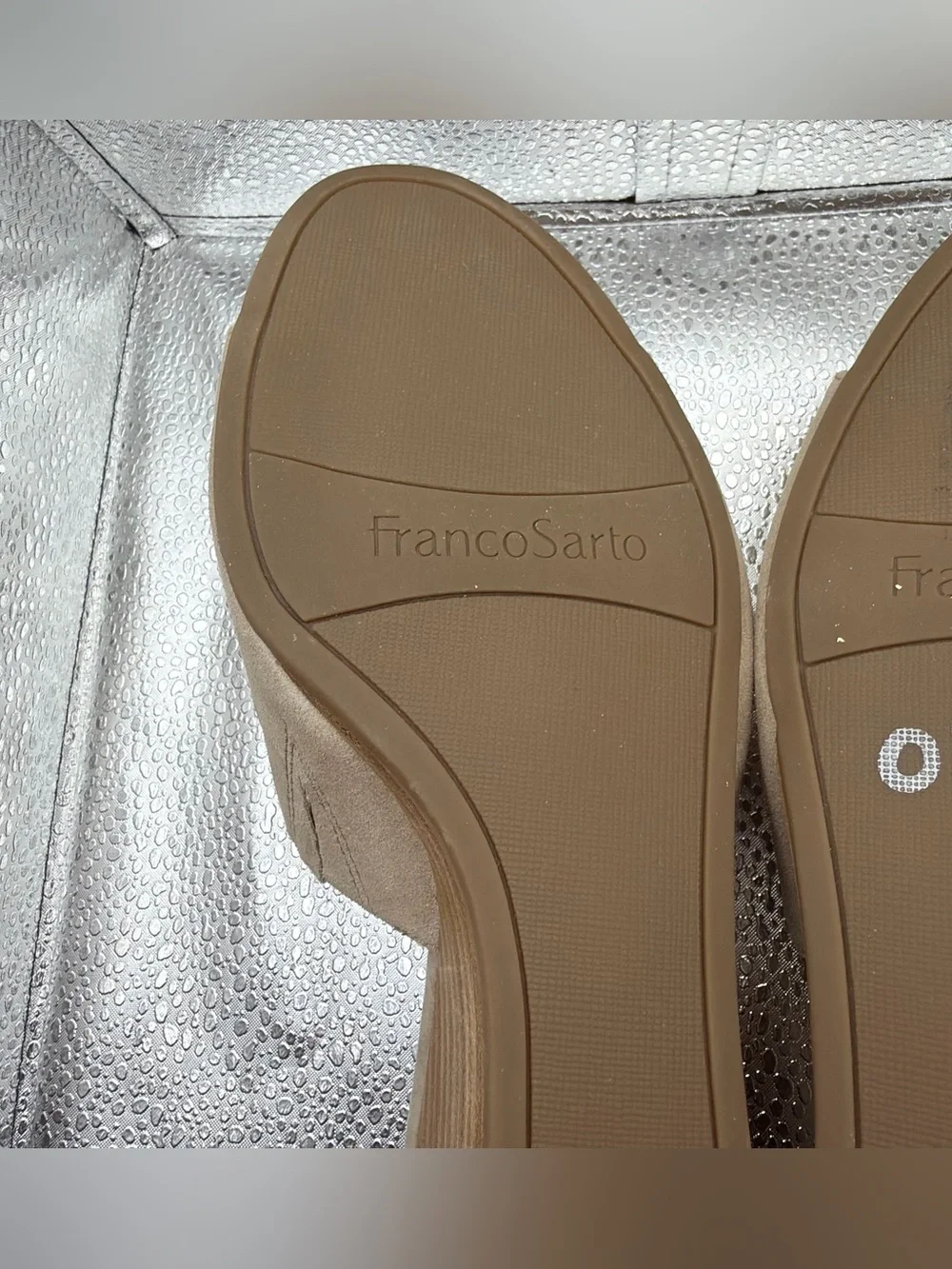 Franco Sarto Beige Suede Wedge Slide Sandals